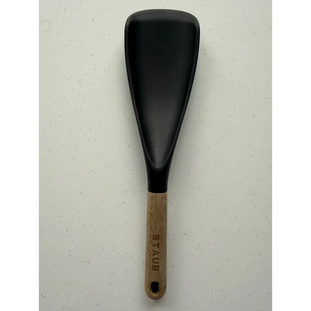Staub Silicone Multi-function Spoon Spatula Acacia Wood Handle Black Ergonomic